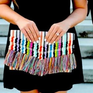 Stella & Dot Taj Boho Fringe Woven
Envelope Clutch
